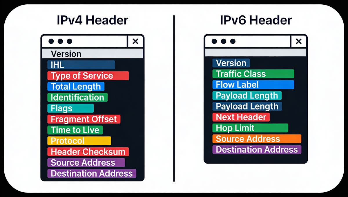 IPv4 vs IPv6 Headers